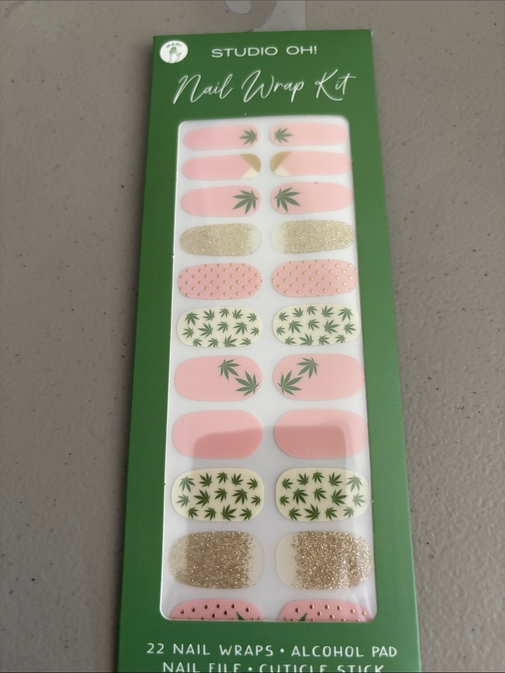 Studio Pink, Gold & Green Nail Wrap Set